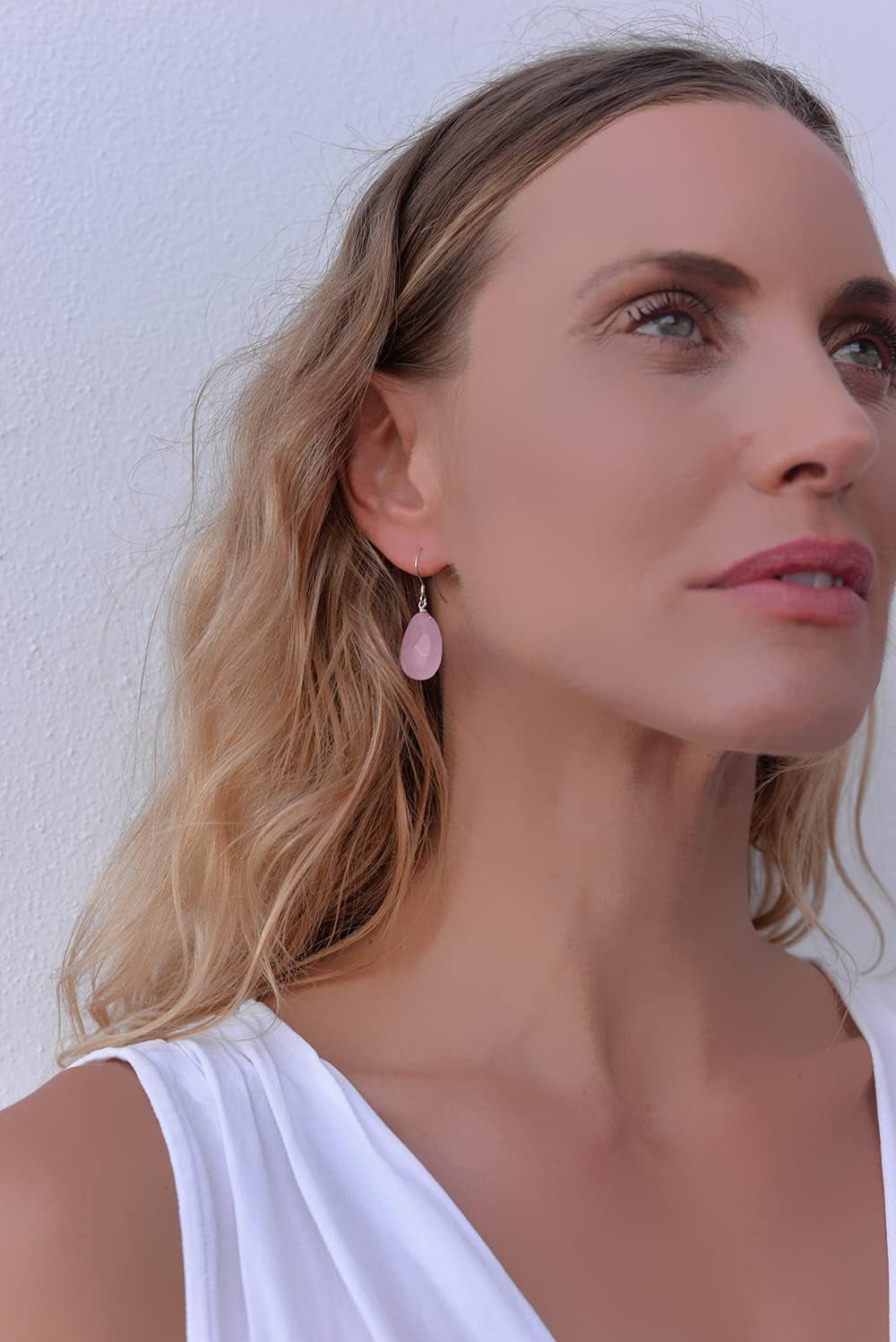 925 Sterling Silver Gemstone Earrings, Dangle Earring Jewelry, (Amethyst, Rose Quartz, Black Onyx, Moonstone, Labradorite)