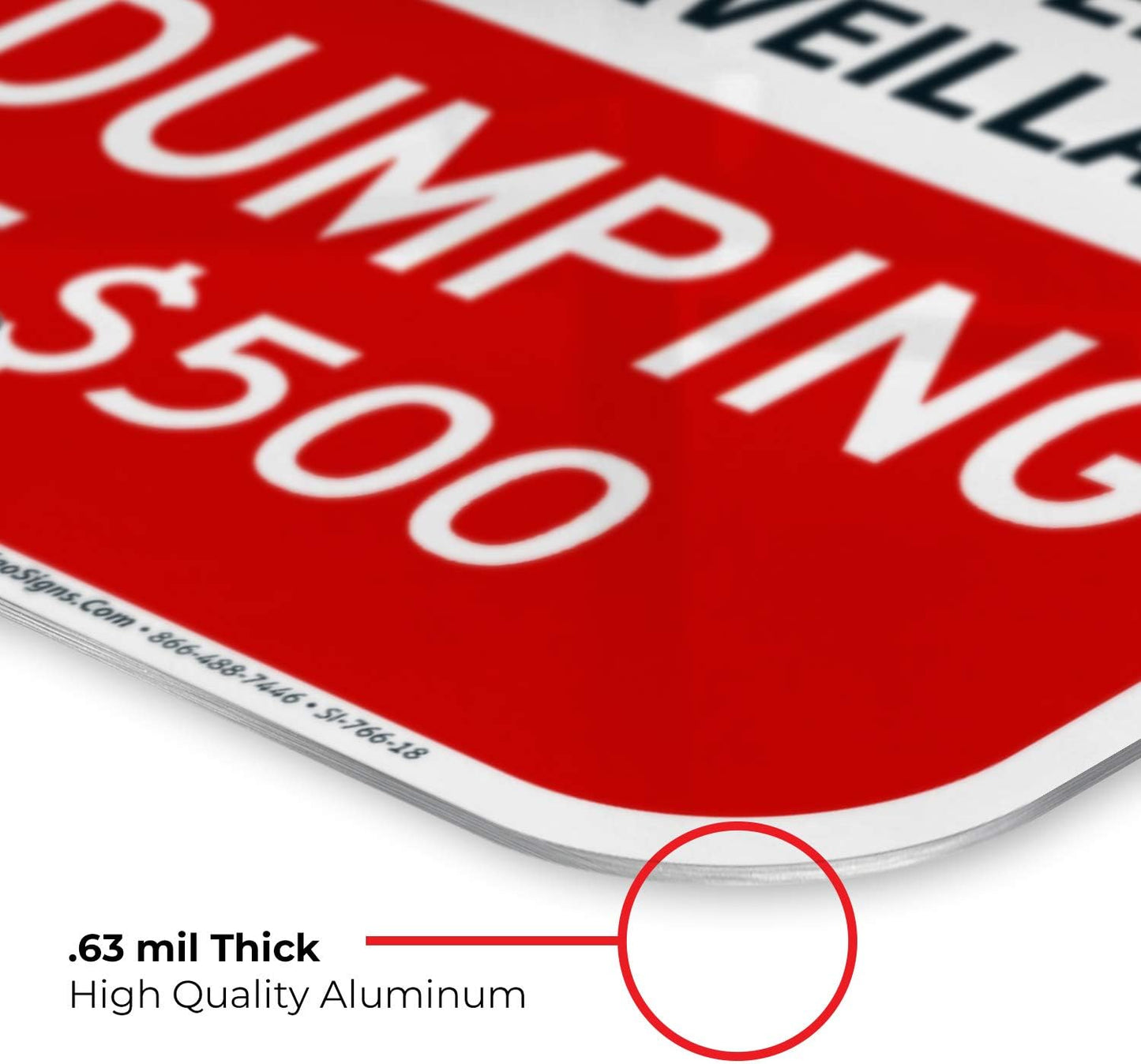 Sigo No Dumping Sign - 12X18 Inches, Rust Free .063 Aluminum, Fade Resistant, Made in USA