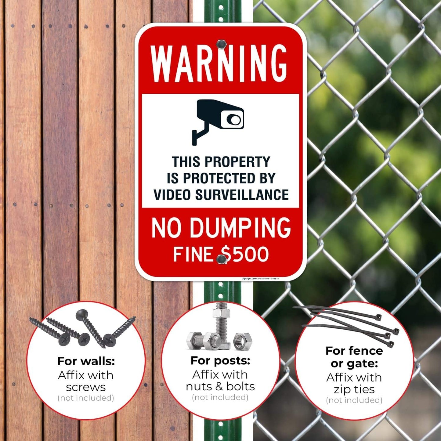 Sigo No Dumping Sign - 12X18 Inches, Rust Free .063 Aluminum, Fade Resistant, Made in USA