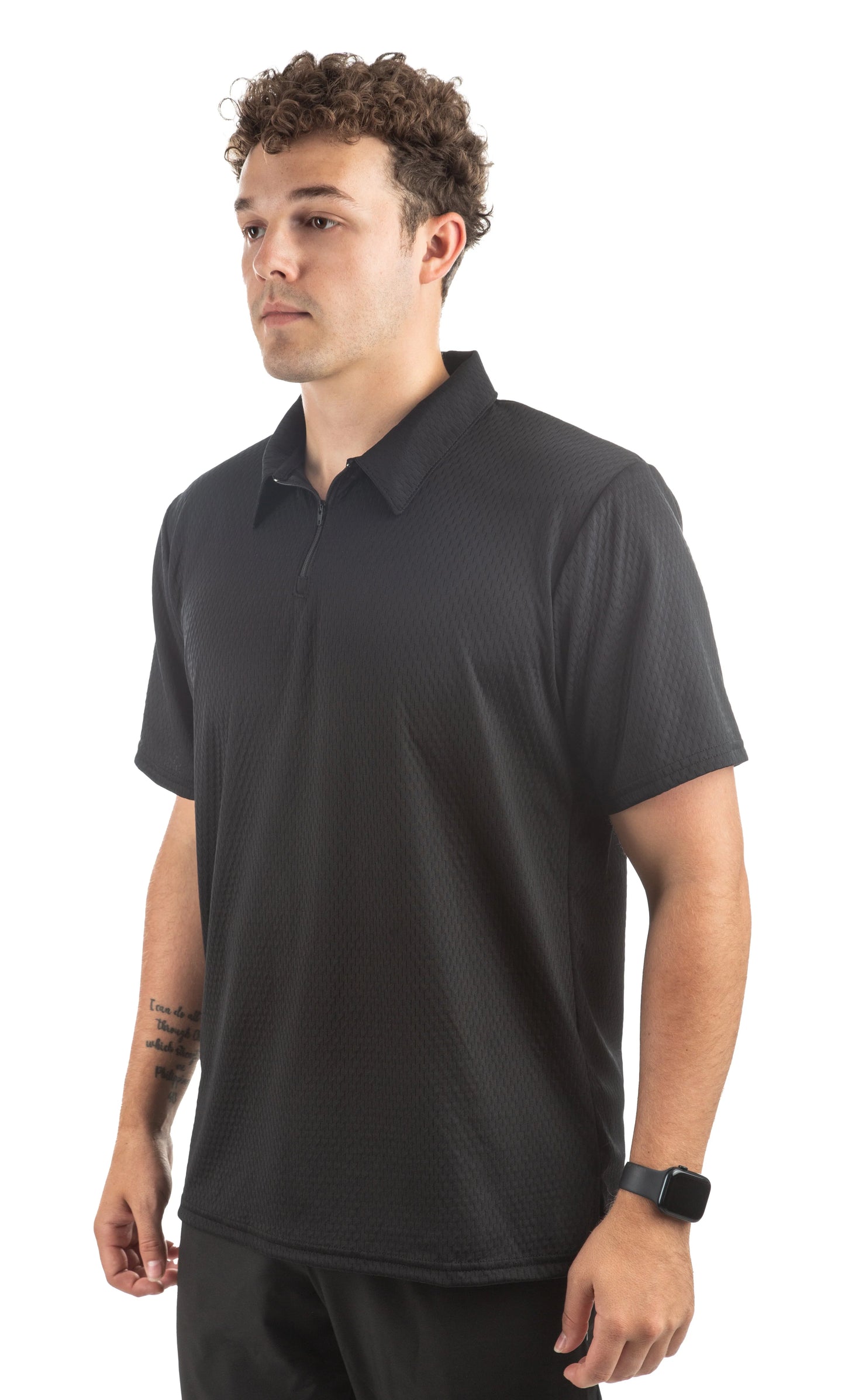 Men's Mesh Dry-Wicking Loose-Fit Short-Sleeve Polo Shirt