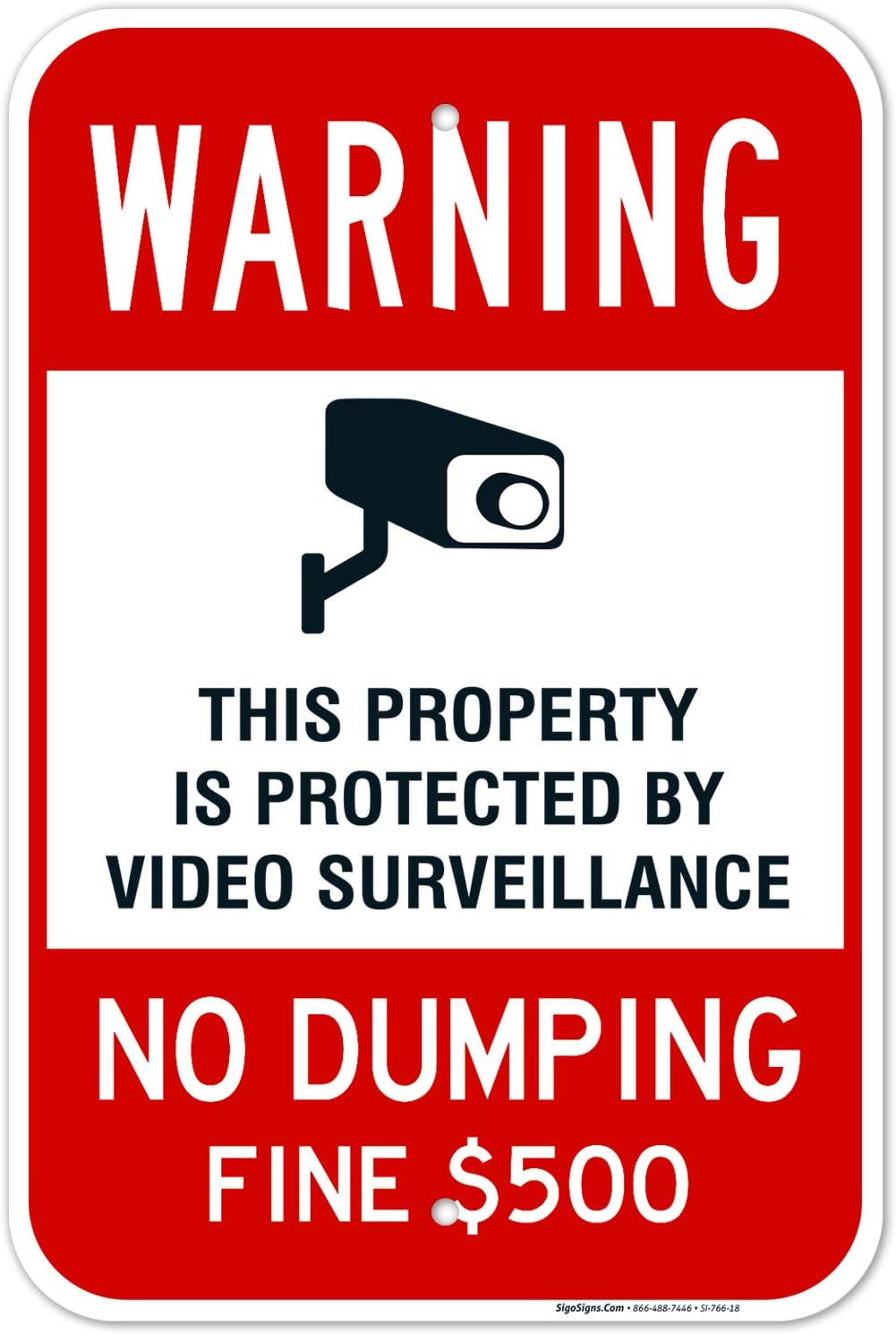 Sigo No Dumping Sign - 12X18 Inches, Rust Free .063 Aluminum, Fade Resistant, Made in USA