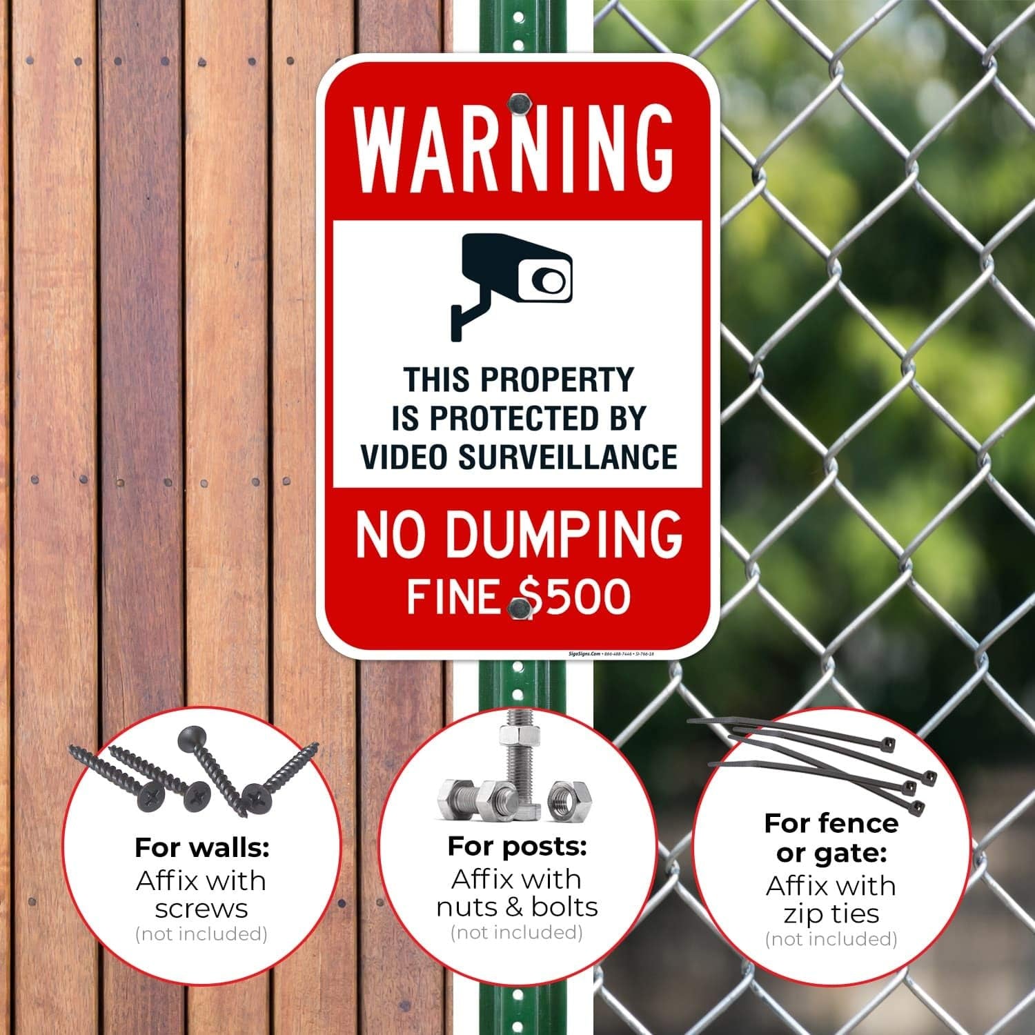 Sigo No Dumping Sign - 12X18 Inches, Rust Free .063 Aluminum, Fade Resistant, Made in USA
