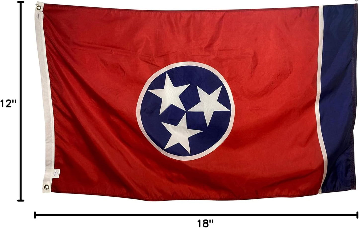 12X18" Tennessee Boat Flag - All Weather Nylon & Reinforced Fly End Stitching - Made in USA (12X18")
