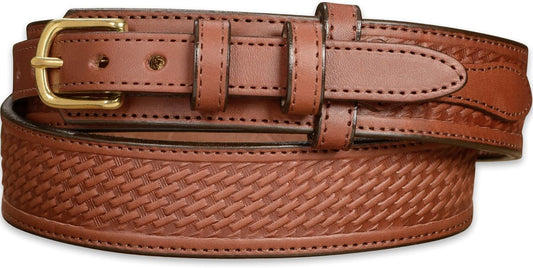Mens Basket Weave Leather Belt, 1.5" Wide