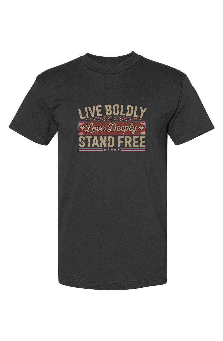 Crown and Creed Live Boldly T-Shirt -White , Black, and Forest Green
