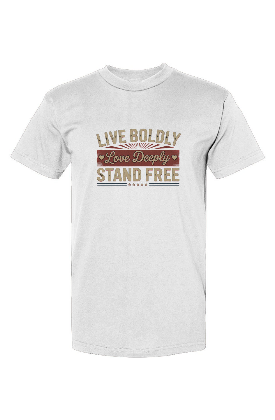 Crown and Creed Live Boldly T-Shirt -White , Black, and Forest Green