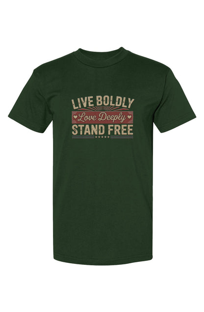 Crown and Creed Live Boldly T-Shirt -White , Black, and Forest Green