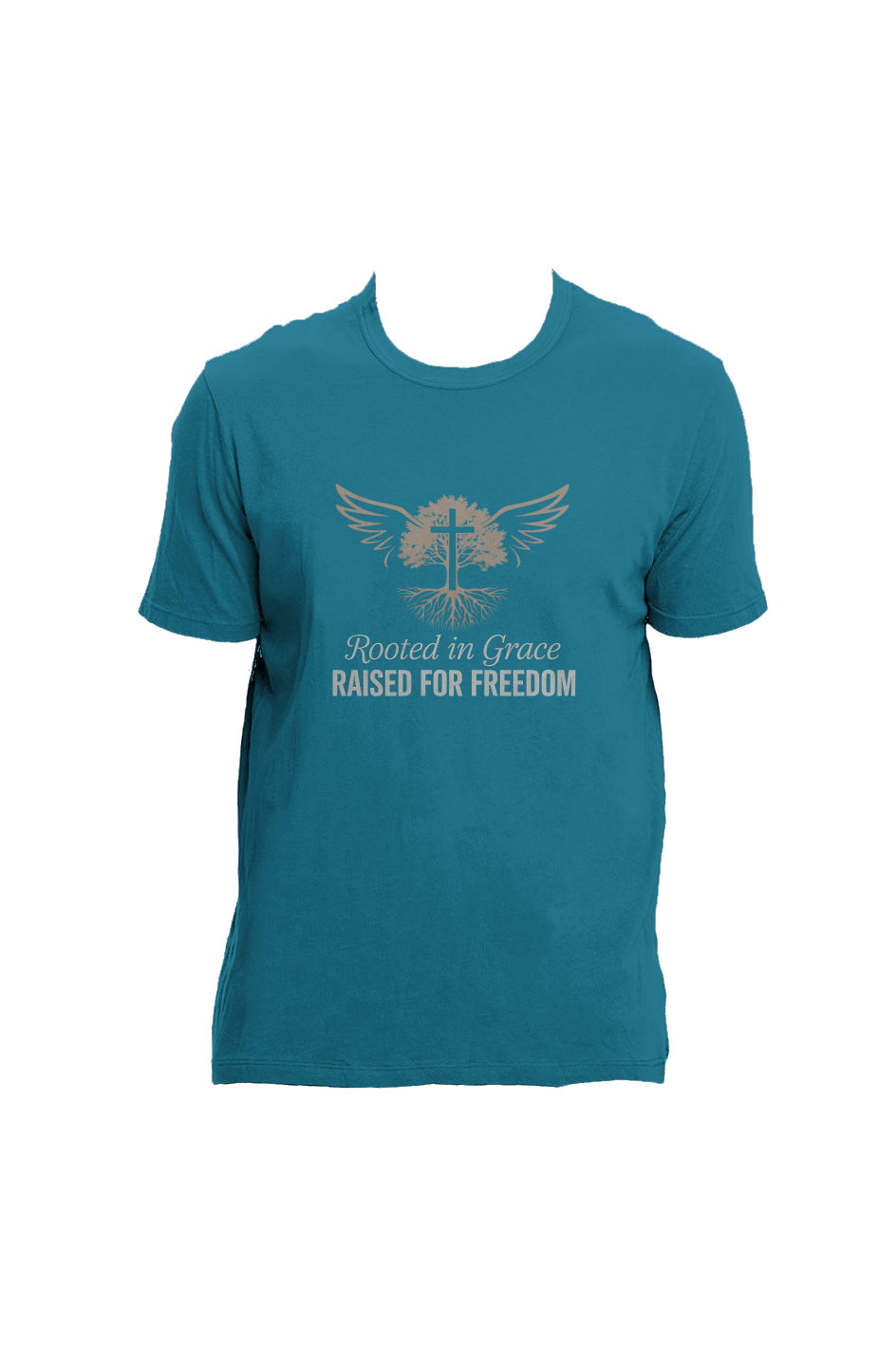 Crown and Creed Rooted in Grace T-Shirt - Coal and Blue Green
