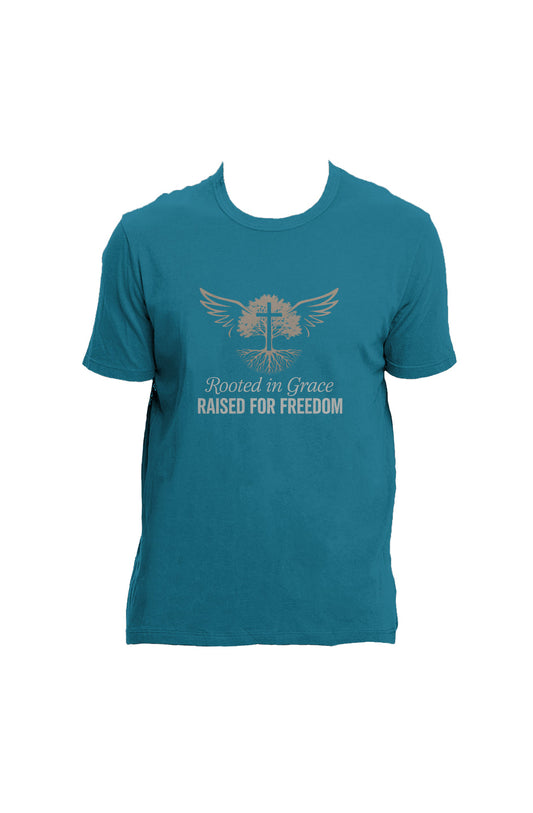 Crown and Creed Rooted in Grace T-Shirt - Coal and Blue Green