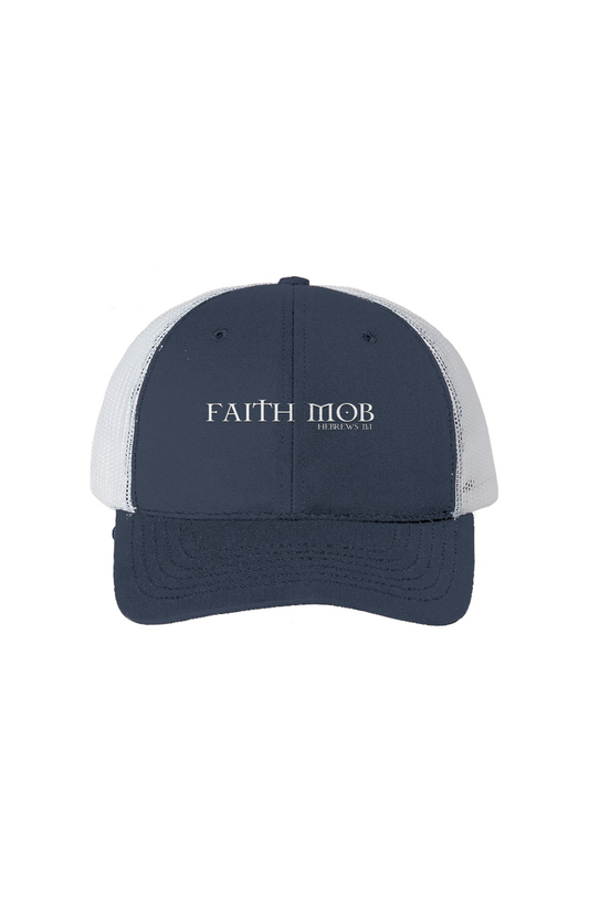 Faith Mob USA-Made Trucker Hat with White Mesh - Red, Khaki, and Black 