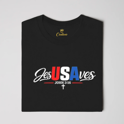 Crown and Creed JesUSAves T-Shirt - Black, Green, 