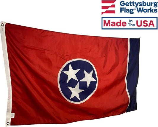 12X18" Tennessee Boat Flag - All Weather Nylon & Reinforced Fly End Stitching - Made in USA (12X18")