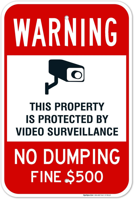 Sigo No Dumping Sign - 12X18 Inches, Rust Free .063 Aluminum, Fade Resistant, Made in USA