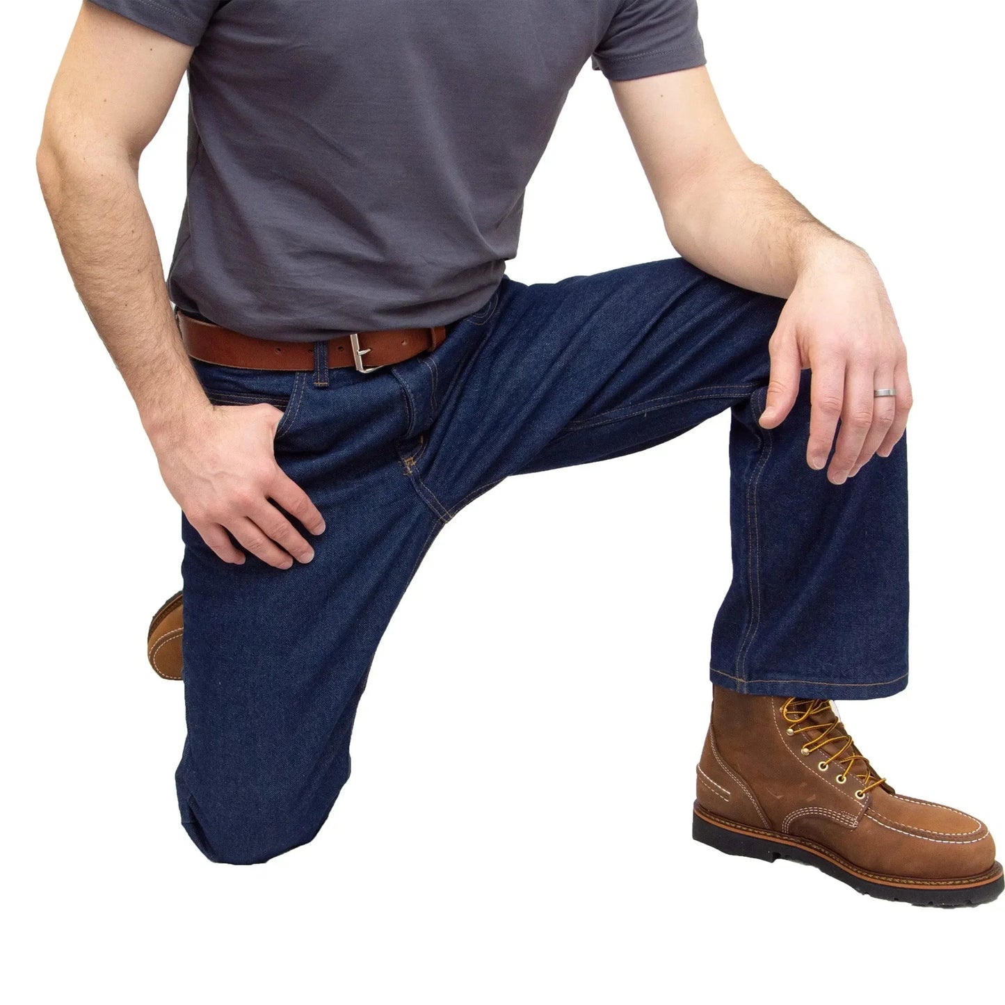 Men's Boot Cut Jean with Gusset - Dark Stonewash