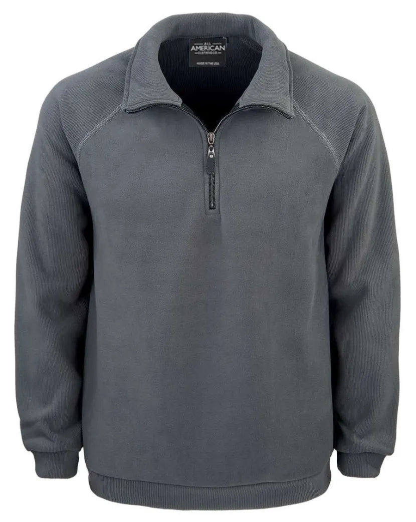 Men's 1/4 Zip Fleece Corduroy Pullover