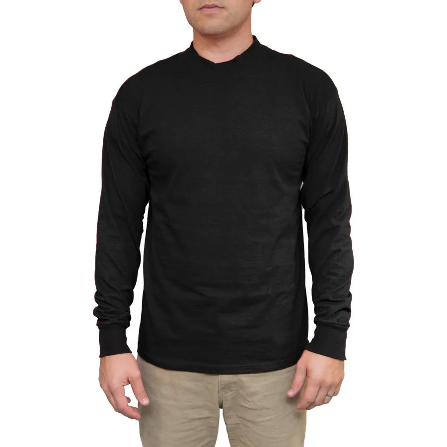 Men's Long Sleeve Cotton Mock Turtleneck