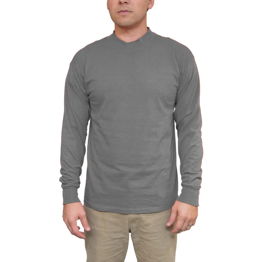 Men's Long Sleeve Cotton Mock Turtleneck